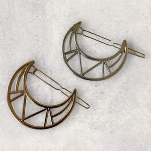 BUNDLE💖 Crescent Moon Geometric Hair Clip Gold Silver